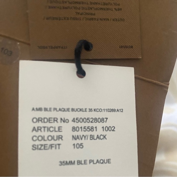 Burberry men belt navy blue and black Size 42 - Picture 3 of 5